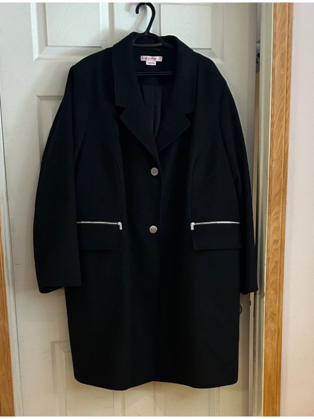 Penningtons Black Trench Coat with Silver Accents Size 5x